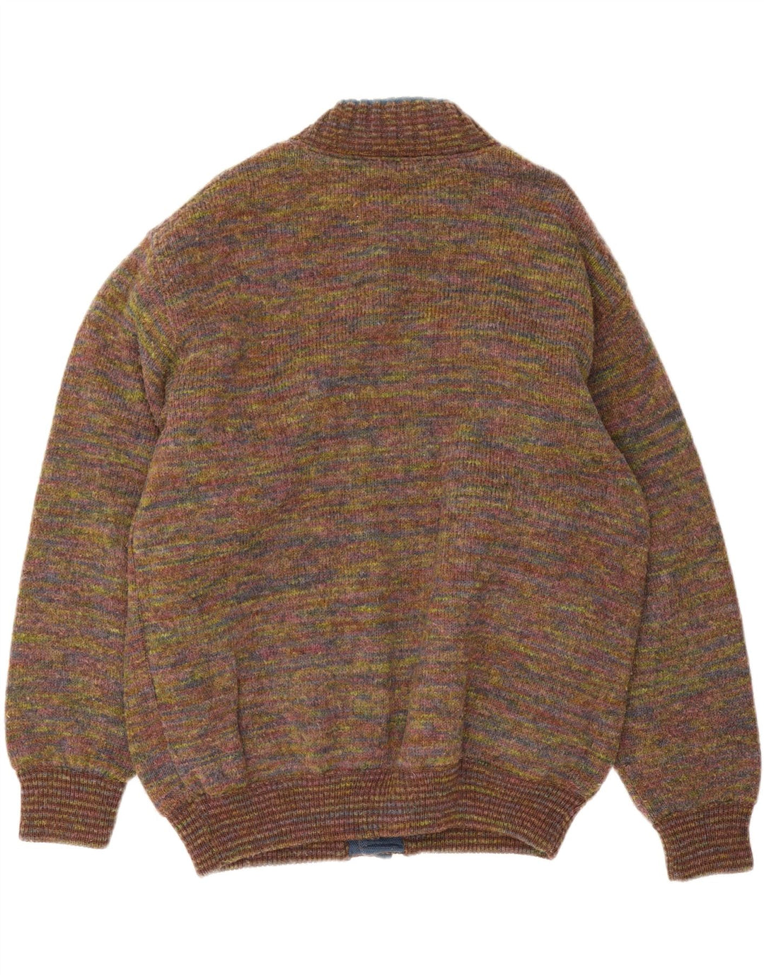 Vintage hombres punto bomber chaqueta Reino Unido 42 XL lana moteada multicolor