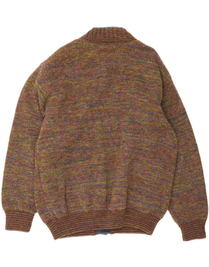 Vintage hombres punto bomber chaqueta Reino Unido 42 XL lana moteada multicolor
