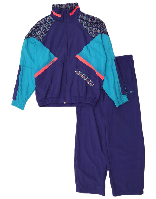 Lotto Mens Full Tracksuit Medium Blue Colourblock Nylon