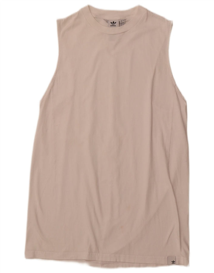 ADIDAS Vestido tipo camiseta sin mangas para mujer UK 46 Grande Algodón blanco