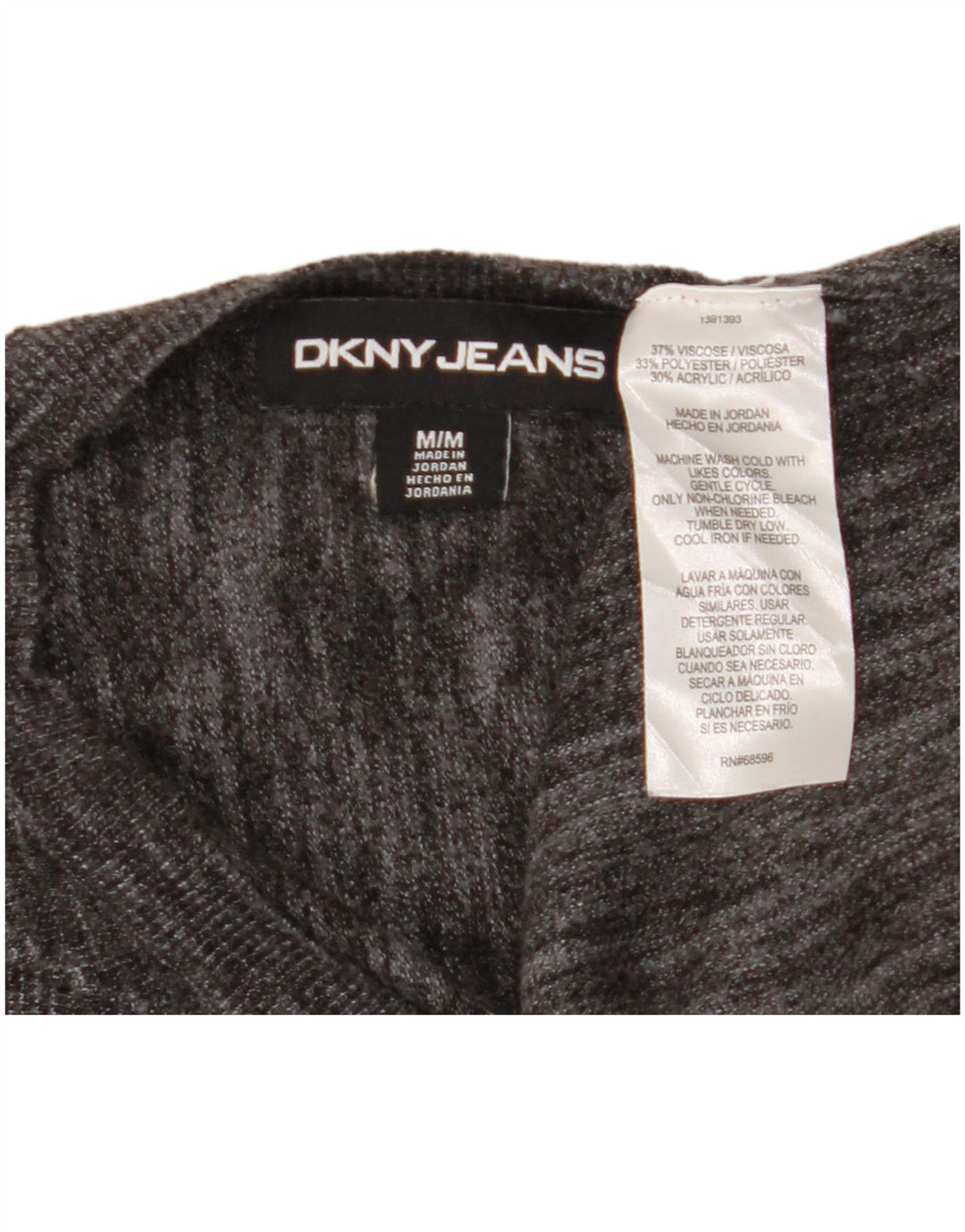 Dkny Jersey de manga corta con cuello redondo para mujer UK 44 Viscosa gris medio