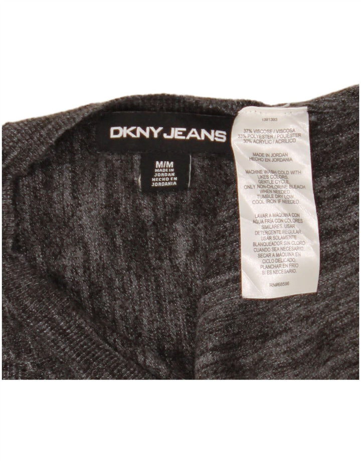 Dkny Jersey de manga corta con cuello redondo para mujer UK 44 Viscosa gris medio