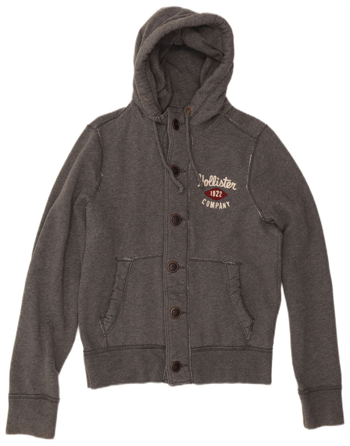 HOLLISTER Chaqueta de chándal con capucha y gráfico para hombre de algodón gris medio