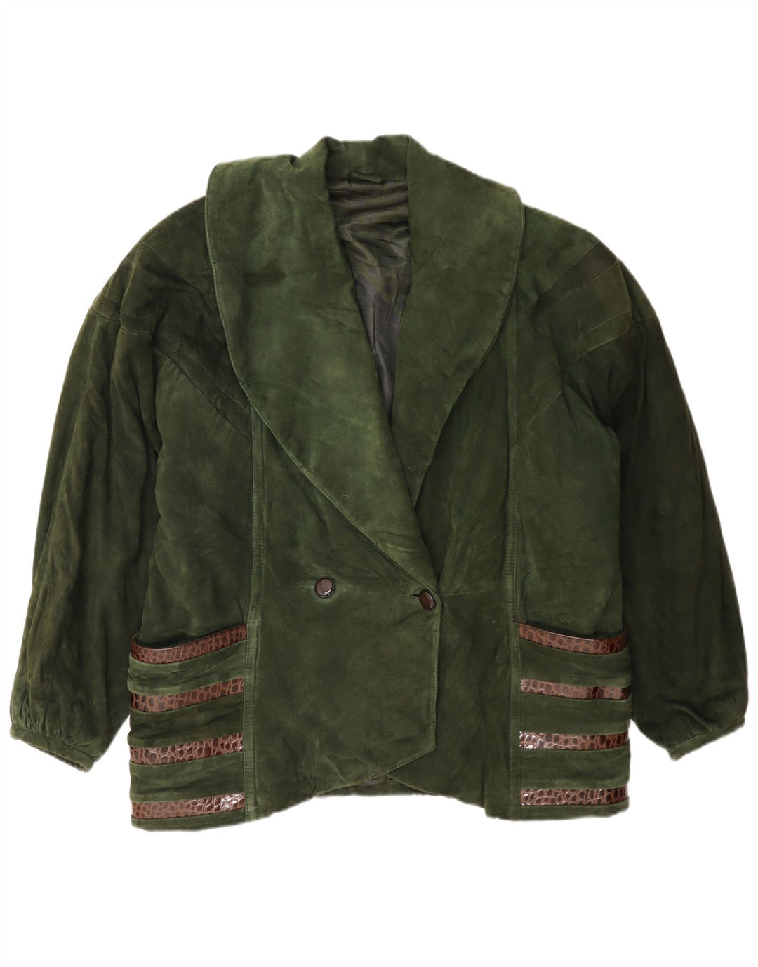 Pancaldi & B Chaqueta De Ante De Doble Botonadura Para Mujer IT 42 Medium Khaki