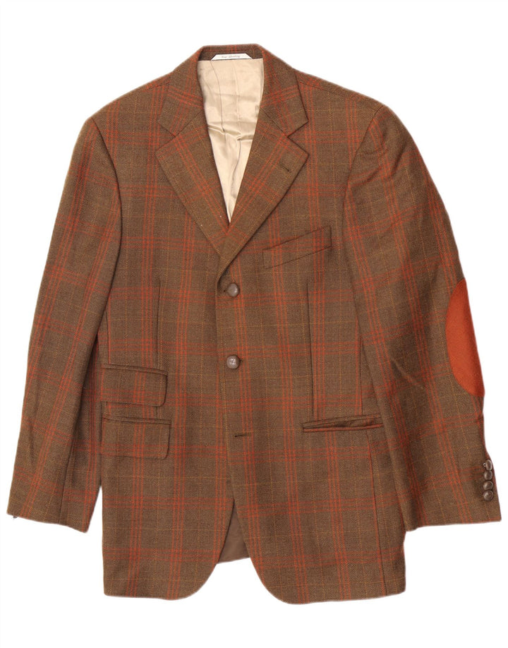 Duca Visconti Chaqueta tipo blazer de 2 botones para hombre IT 46 Small Brown Check