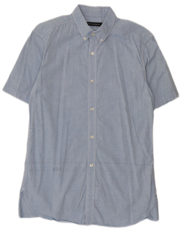 French Connection Mens Short Sleeve Shirt XS Blue Cotton