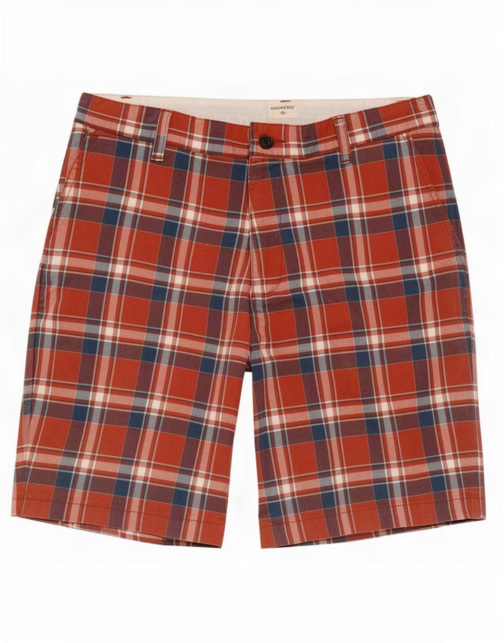 Dockers Pantalones cortos chinos para hombre W34 Algodón a cuadros rojos grandes