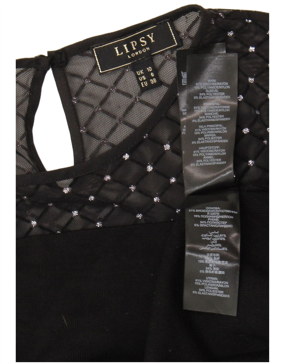 Lipsy Blusa de Manga Larga para Mujer UK 40 Small Viscosa Negra