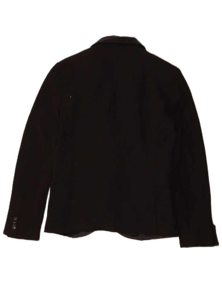 ZARA Chaqueta Blazer De 1 Botón Para Mujer UK 10 Small Poliéster Negro