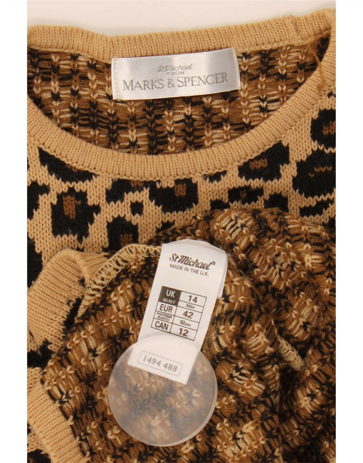 Marks & Spencer Suéter de Cuello Redondo para Mujer UK 44 Grande Marrón