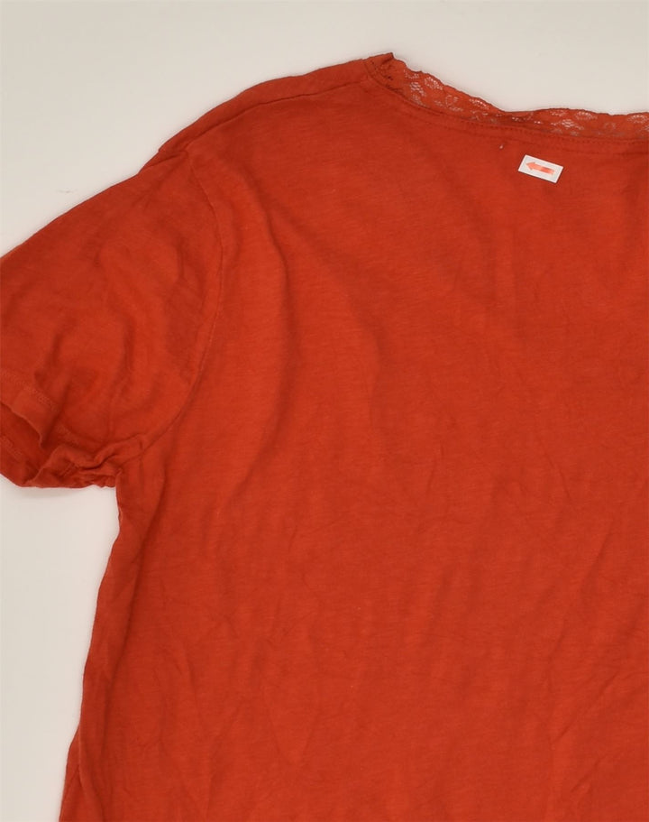 EDDIE BAUER Womens T-Shirt Top UK 14 Large Red Cotton | Vintage Eddie Bauer | Thrift | Second-Hand Eddie Bauer | Used Clothing | Messina Hembry 