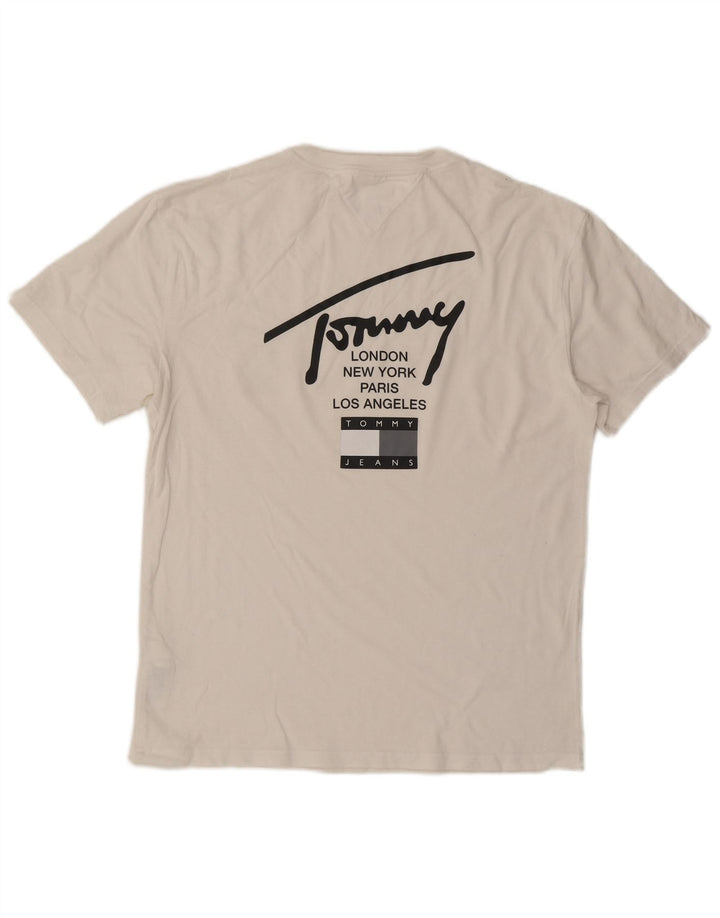 TOMMY HILFIGER Mens Graphic T-Shirt Top Medium White Cotton