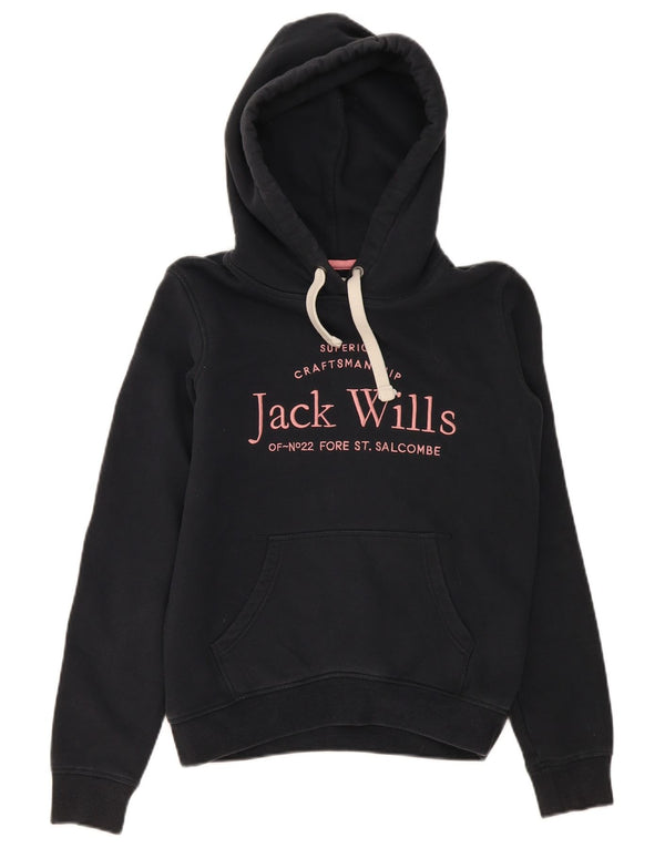 Jack Wills Jersey con capucha de gran tamaño para mujer con gráfico UK 4 XS Algodón negro