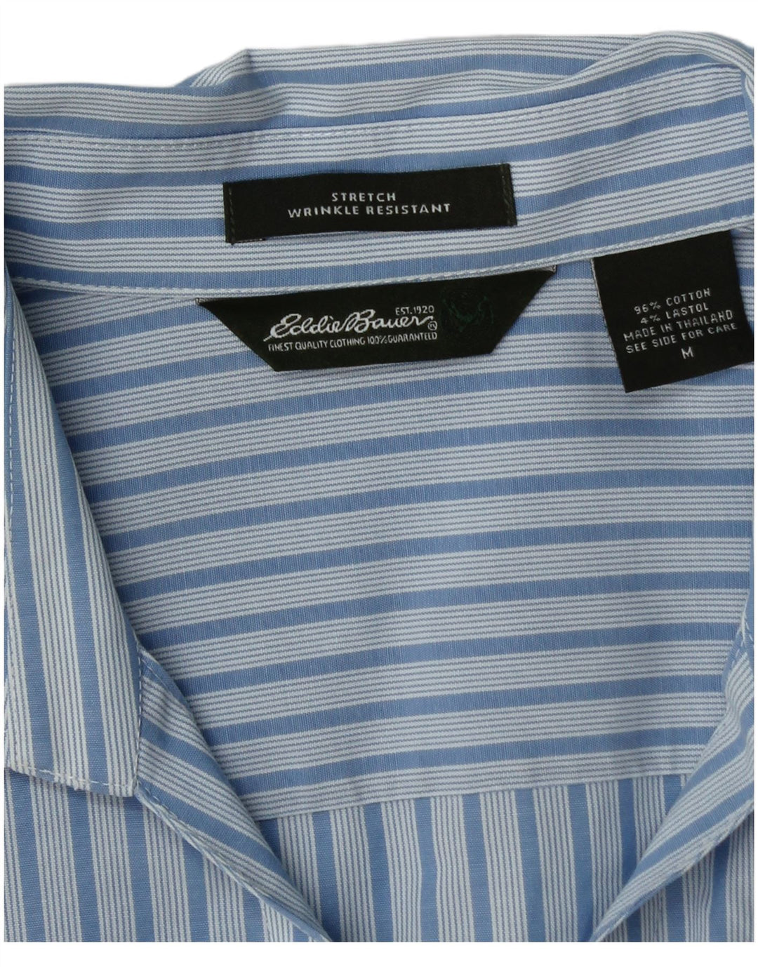 EDDIE BAUER Camisa de manga 3/4 para mujer UK 44 Algodón a rayas azul medio