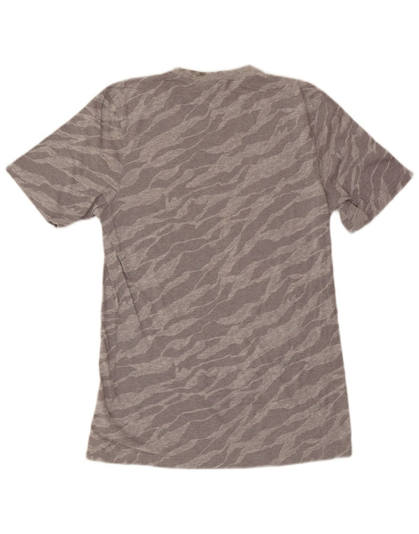 Adidas Hombre Camiseta Gráfica Top Pequeño Gris Animal Print Algodón