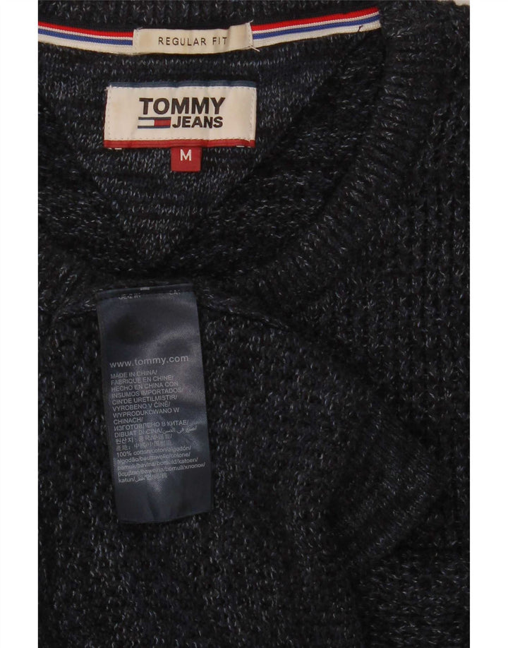 Tommy Hilfiger Jersey de cuello redondo para hombre, suéter medio azul marino moteado