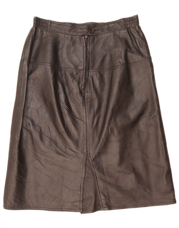 Falda de cuero vintage para mujer IT 42 Mediana W27 Negro