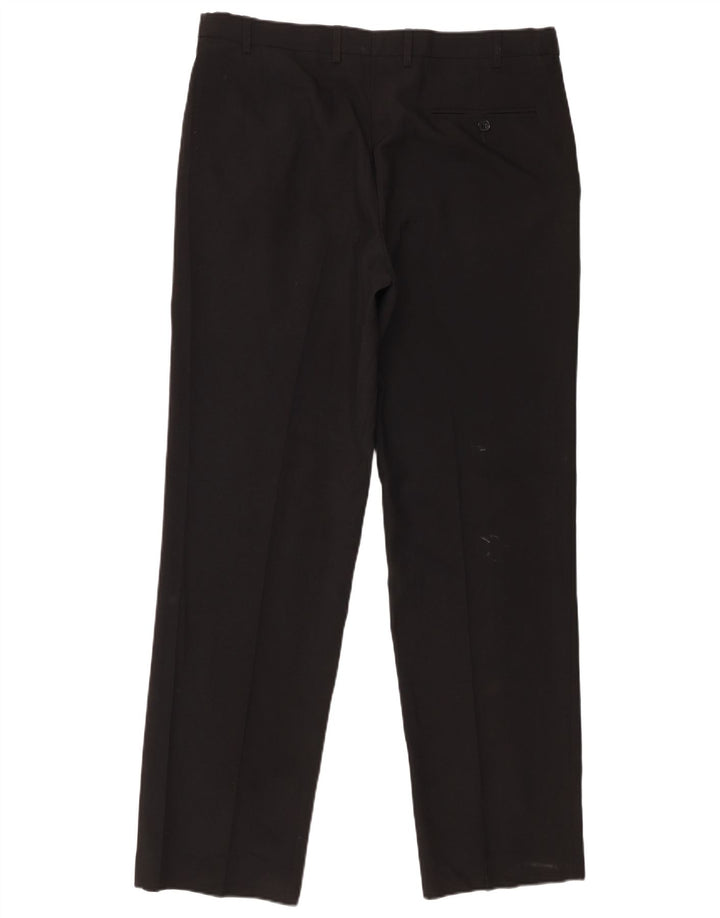 Marks & Spencer Pantalón de traje de corte regular para hombre W36 L31 Poliéster negro