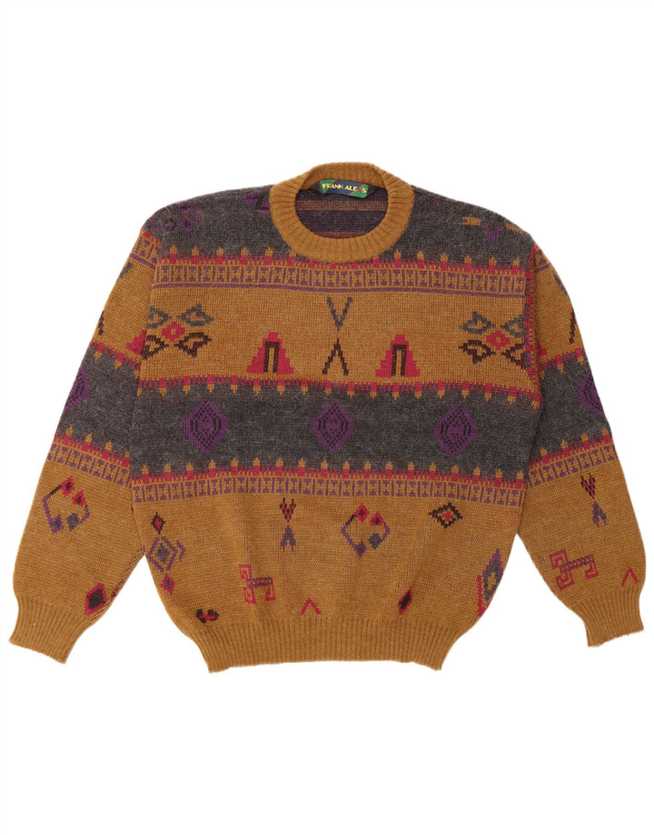 FRANK ALEXS Jersey con cuello redondo para hombre IT 48 Marrón medio Geométrico