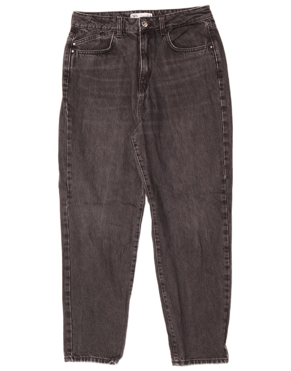 Zara Jeans Cónicos De Cintura Alta Para Mujer EU 40 Medium W30 L28 Algodón Negro