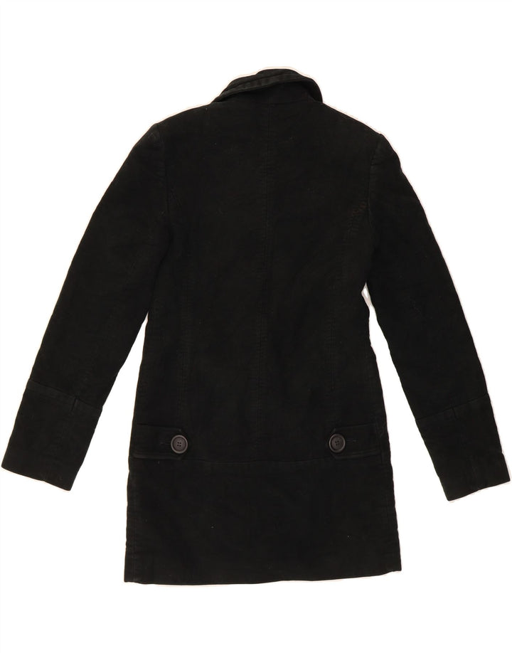 TOPSHOP Womens Double Breasted Coat UK 8 Small Black Cotton Vintage Topshop and Second-Hand Topshop from Messina Hembry 