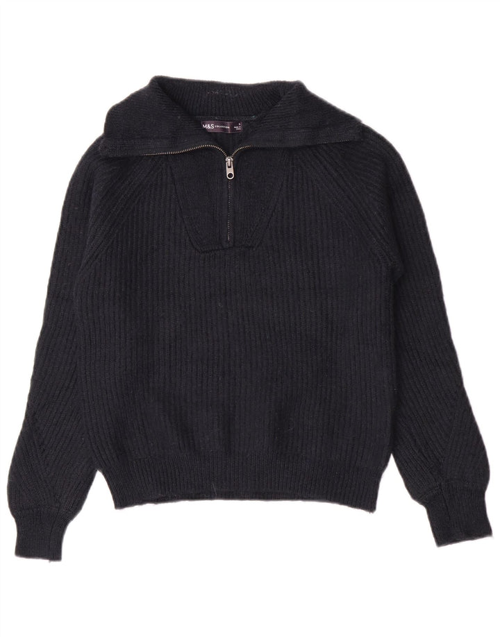 Marks & Spencer Jersey con cuello y cremallera para mujer UK 10 Small Azul marino