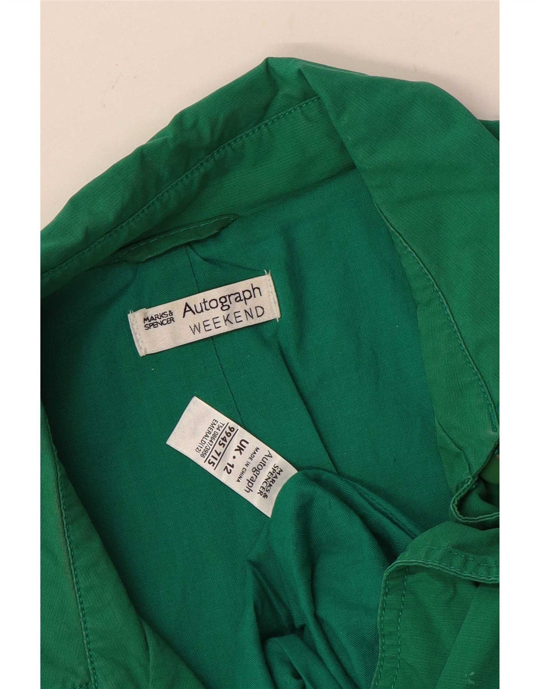 Marks & Spencer Gabardina corta para mujer UK 42 Algodón verde medio