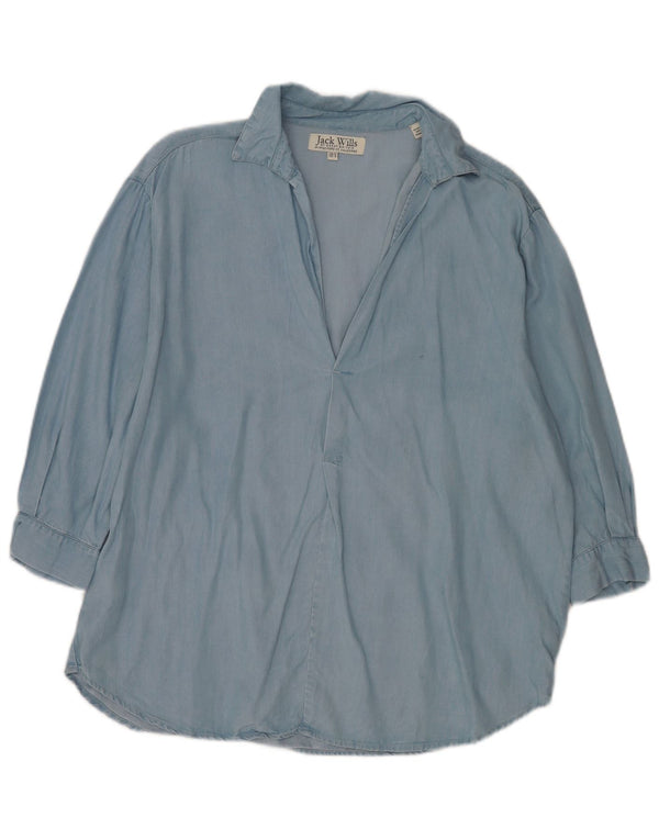 Jack Wills Womens 3/4 Sleeve Oversized Pullover Shirt UK 12 Medium Blue