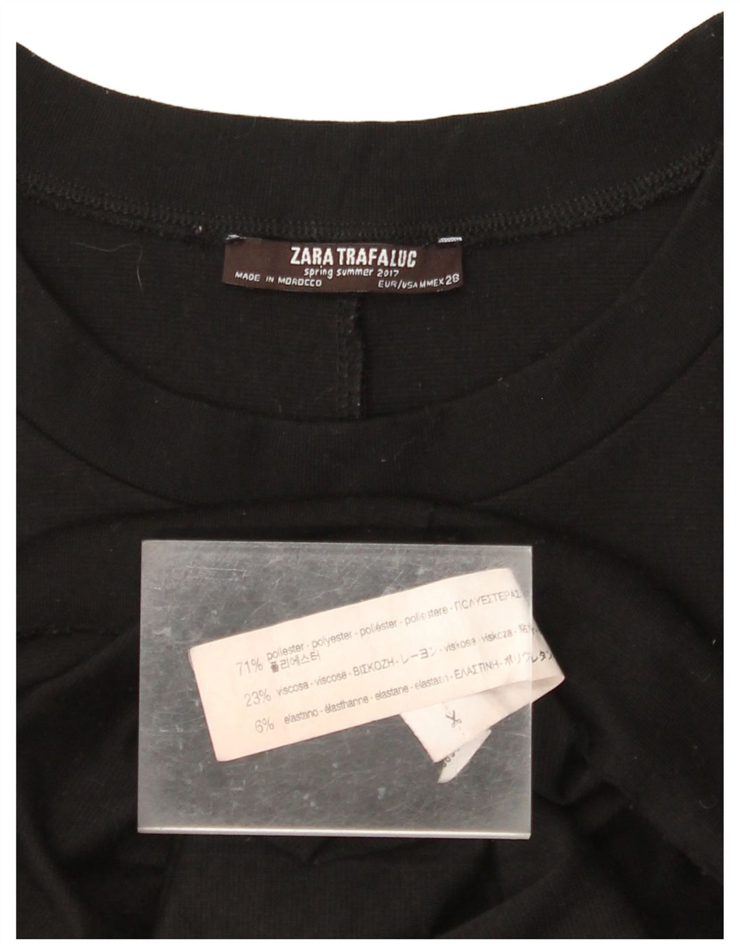 ZARA Mujer Vestido Camiseta Extragrande UK 44 Mediano Negro Poliéster