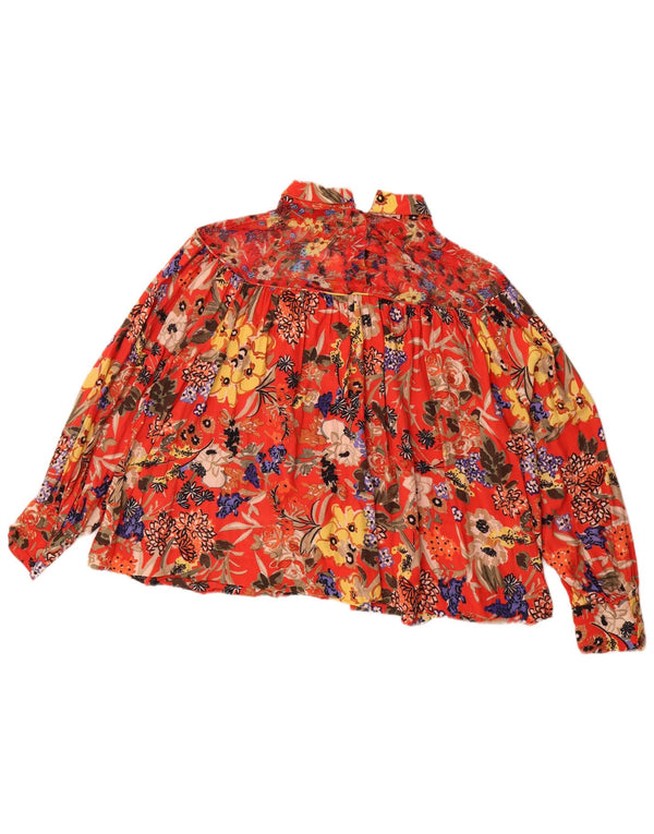 French Connection Blusa de manga larga para mujer UK 46 Grande Rojo Floral