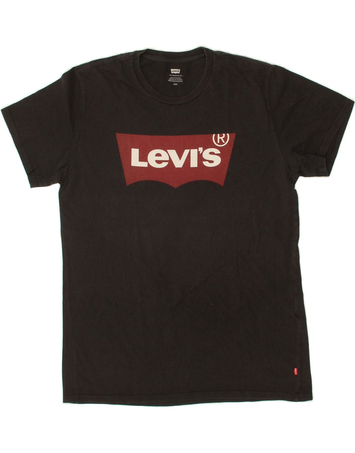 LEVI'S Mens Graphic T-Shirt Top Large Black Cotton Vintage Levi's and Second-Hand Levi's from Messina Hembry 