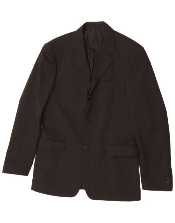 Versace Chaqueta tipo blazer de 3 botones para hombre IT 48 Medium Black Pinstripe Classic