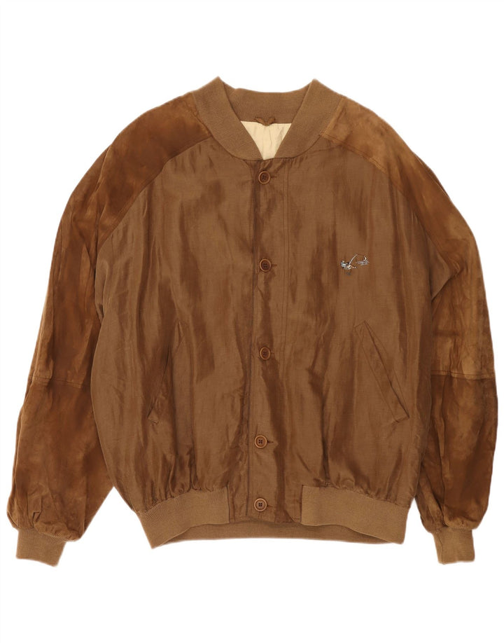 VINTAGE Chaqueta bomber para hombre IT 56 3XL Marrón