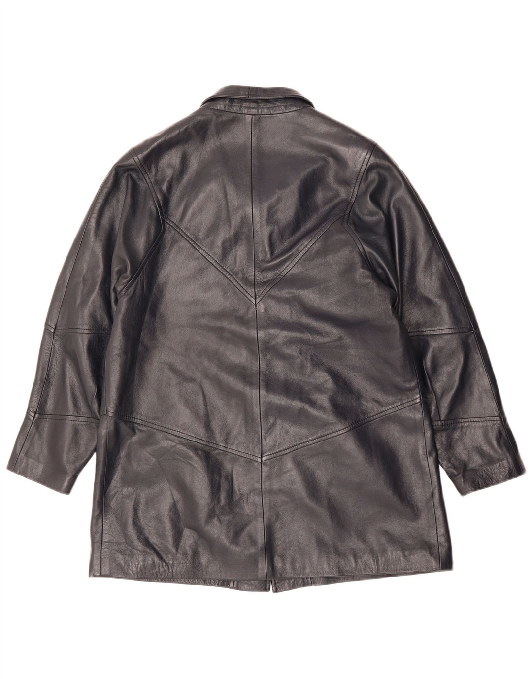 Vintage mujer chaqueta de cuero Reino Unido 14 cuero negro medio