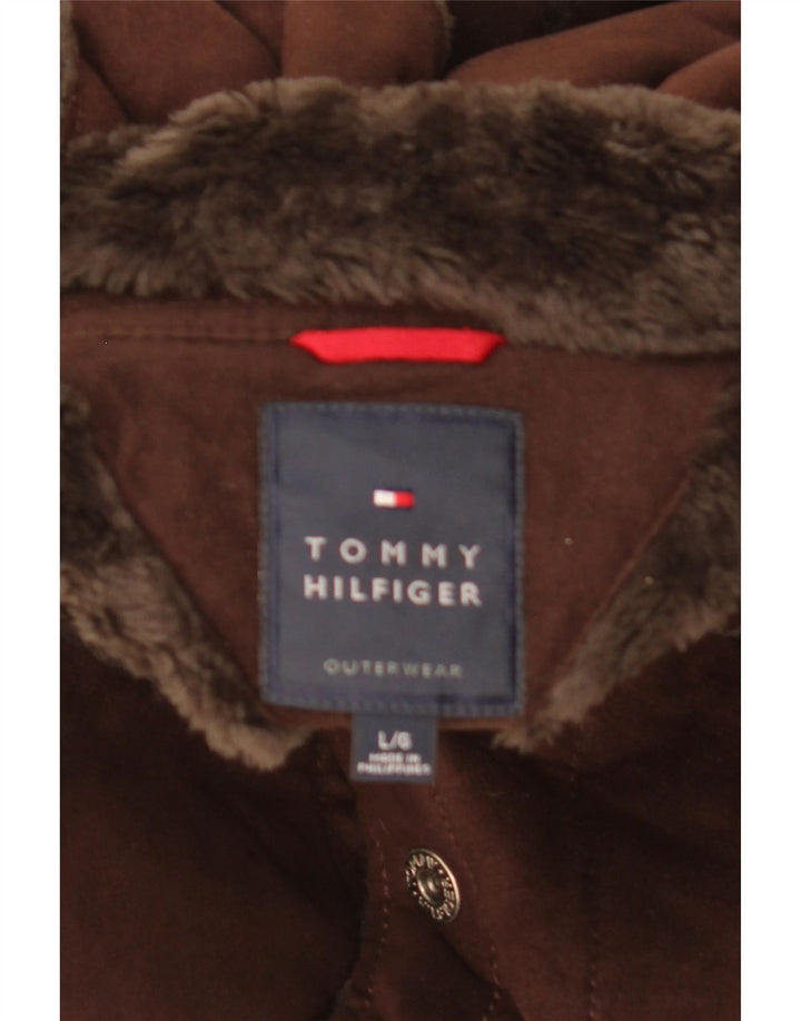 Tommy Hilfiger Camisa Sobrecamisa para Hombre Grande Marrón