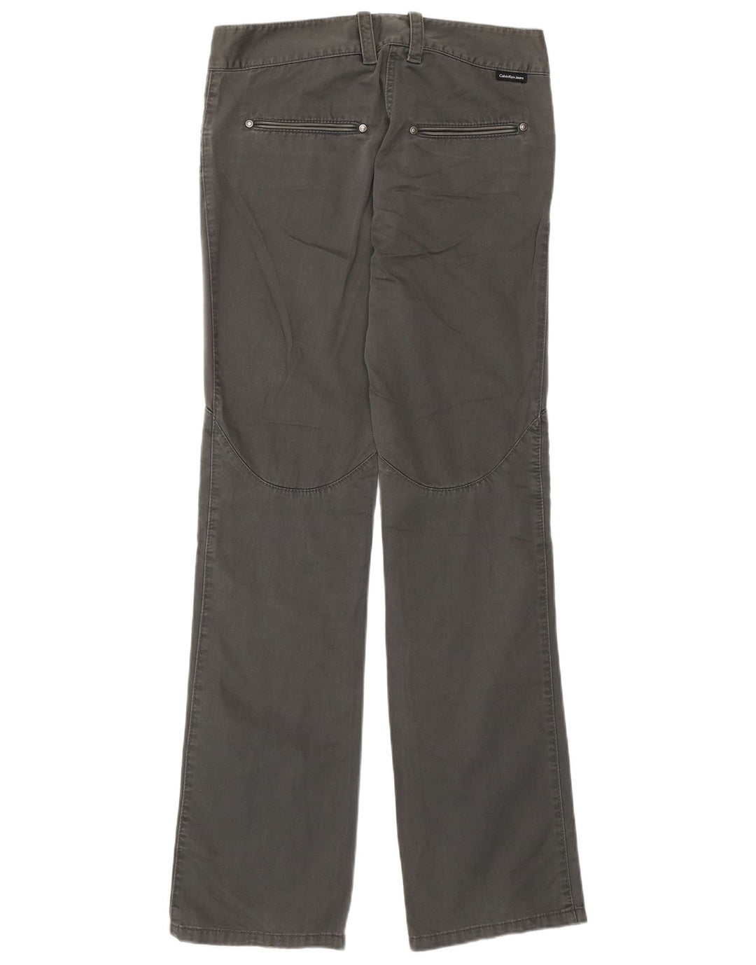 CALVIN KLEIN Pantalones informales rectos para mujer W27 L34 Algodón gris