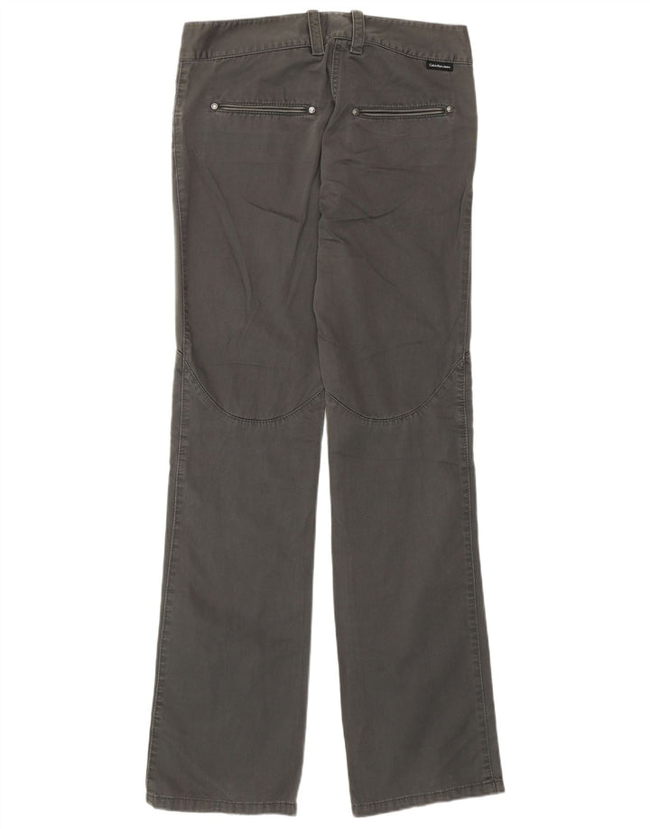 CALVIN KLEIN Pantalones informales rectos para mujer W27 L34 Algodón gris