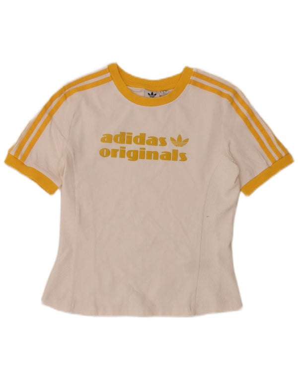Adidas Camiseta Corta Gráfica para Mujer UK 12/14 Medium White Colourblock