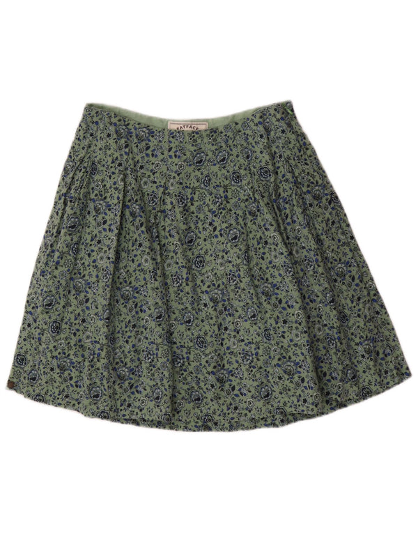 Falda plisada para mujer de Fat Face UK 8 Small W28 Viscosa floral verde