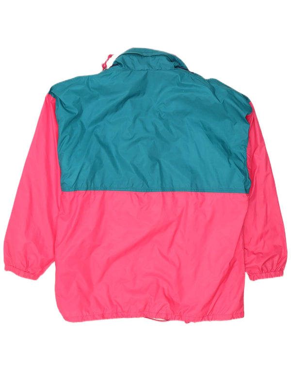 Vintage hombres Anorak chaqueta Reino Unido 40 grande rosa colorblock poliamida