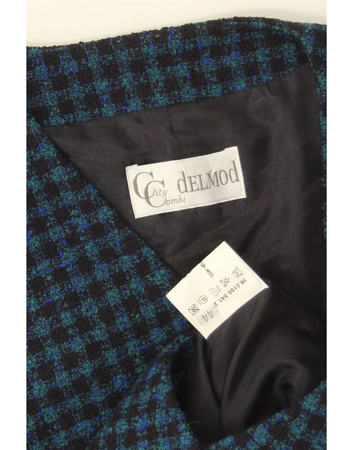 Delmod Chaleco para Mujer EU 44 XL Azul Marino Vichy Lana Nueva