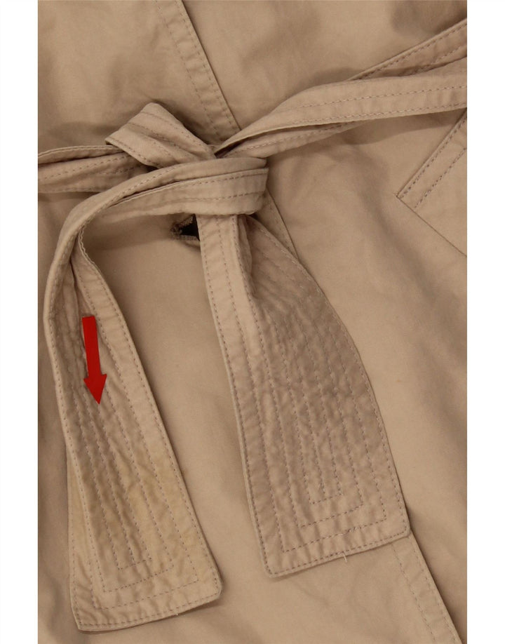 Vintage mujer fin de semana de gran tamaño gabardina Reino Unido 8 pequeño algodón beige