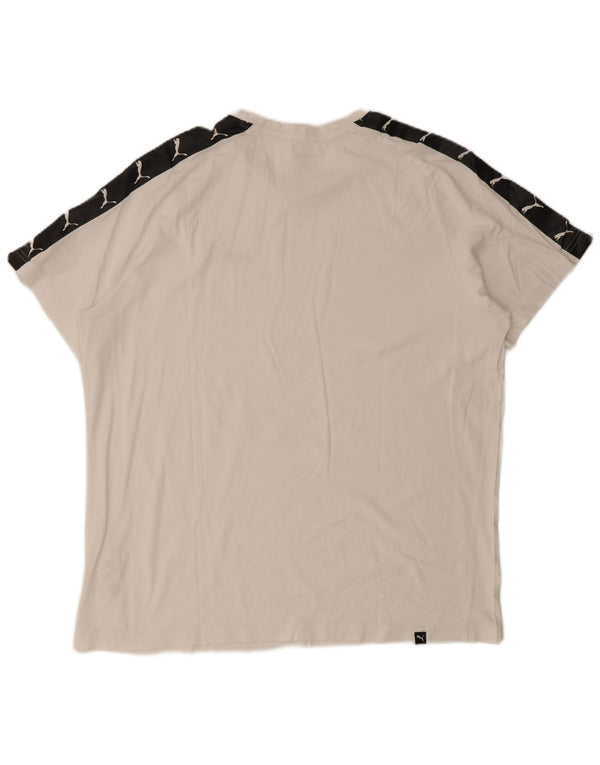 Puma Camiseta gráfica para hombre Top 2XL Algodón blanco con bloques de color