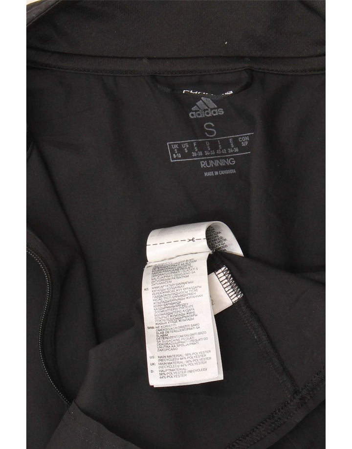 Adidas Mujer Running Chándal Top Chaqueta Reino Unido 8/10 Pequeño Negro Poliéster