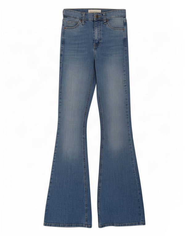 Topshop Womens Jamie Flared Jeans W25 L32 Blue Cotton