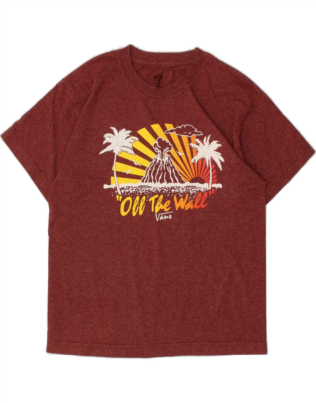 VANS Womens Graphic T-Shirt Top UK 12 Medium Maroon Cotton Vintage Vans and Second-Hand Vans from Messina Hembry 