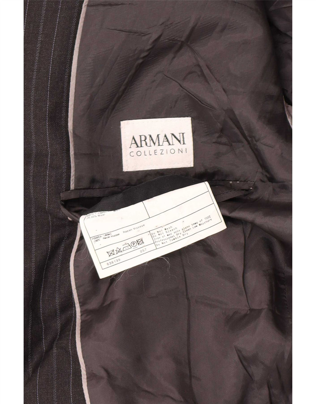 Armani Collezioni Chaqueta tipo blazer de 2 botones para hombre IT 52 XL Lana gris a rayas
