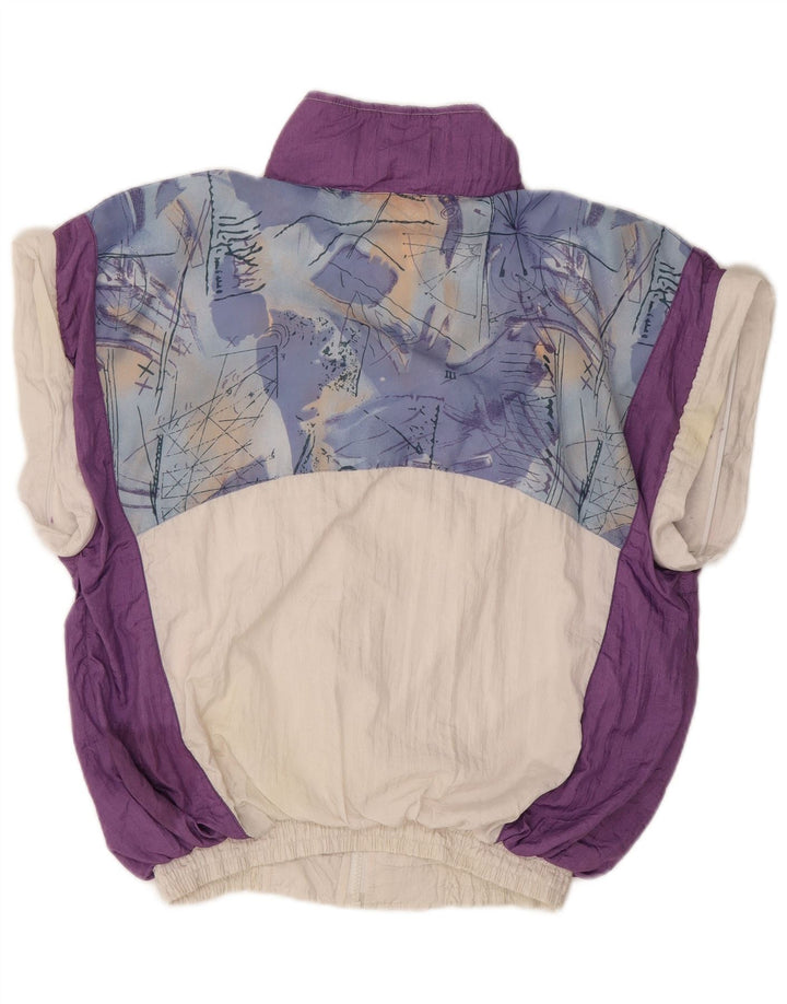 VINTAGE Chaqueta superior de chándal de gran tamaño para mujer Reino Unido 10 Pequeño Blanco