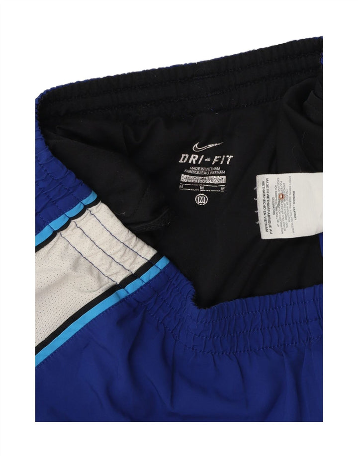 Nike Pantalones cortos deportivos Dri Fit para mujer UK 44 Azul medio Poliéster con bloques de color