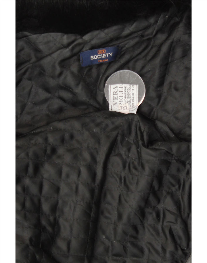 Society Chaqueta de cuero para mujer UK 20 2XL Cuero negro